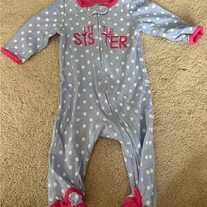 Carter's Blue and Pink Footies One Piece with Built-in Footies